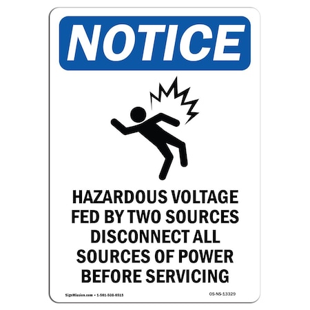 OSHA Notice Sign, Hazardous Voltage With Symbol, 18in X 12in Aluminum